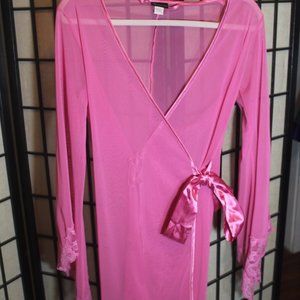 Vintage Fredricks of Hollywood Womens Small Pink Sheer Robe